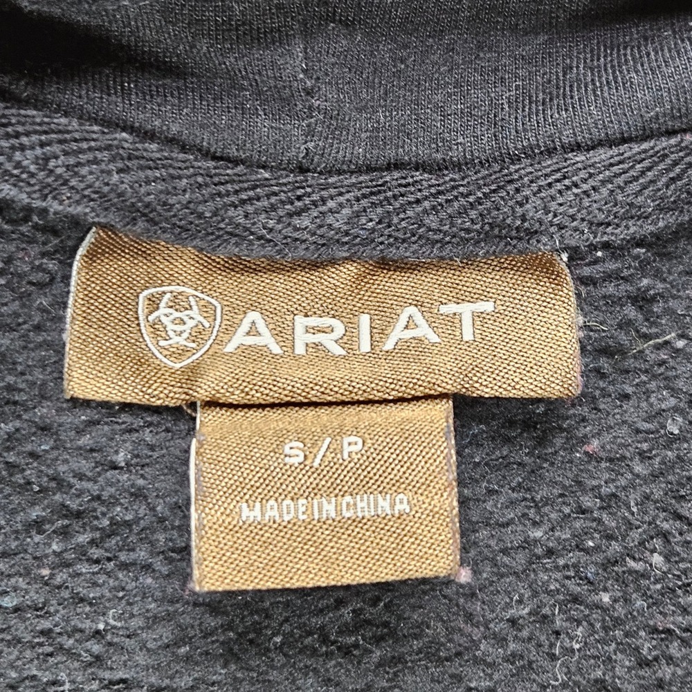 Ariat Black Pullover Hoodie Sweatshirt Men's S Neon Green Logo Spellout Graphic - Picture 5 of 9